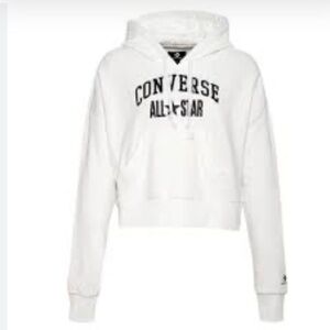 2 for $25 Converse All Star white black oversized cropped Pullover Hoodie